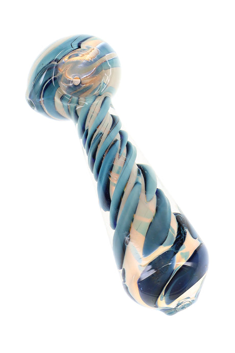 Pipa de vidrio tipo cuchara con espiral ahumada en plata “Swirl Stack” – 4½″ – Colores surtidos