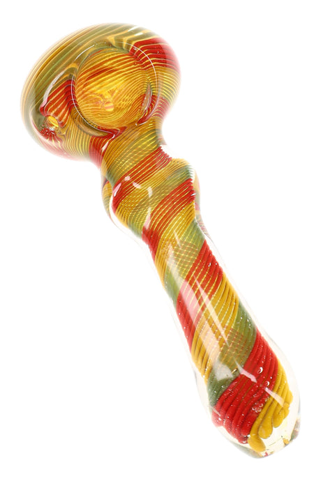 Color-Changing Rasta Twist Glass Spoon Pipe “Twistafari” – 5″ – Assorted Colors