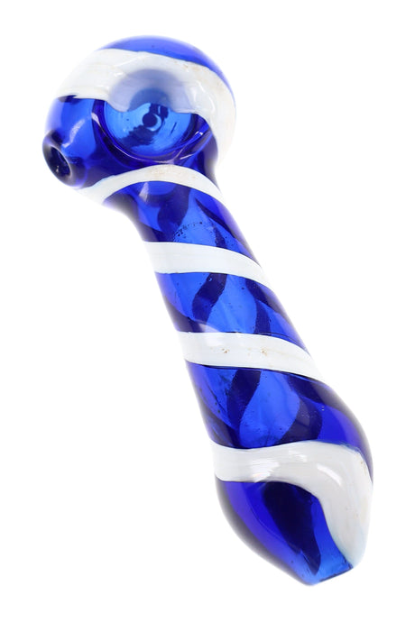 Pipa de cristal con raya blanca pintada “Orbit Twist” – 4″ – Colores surtidos