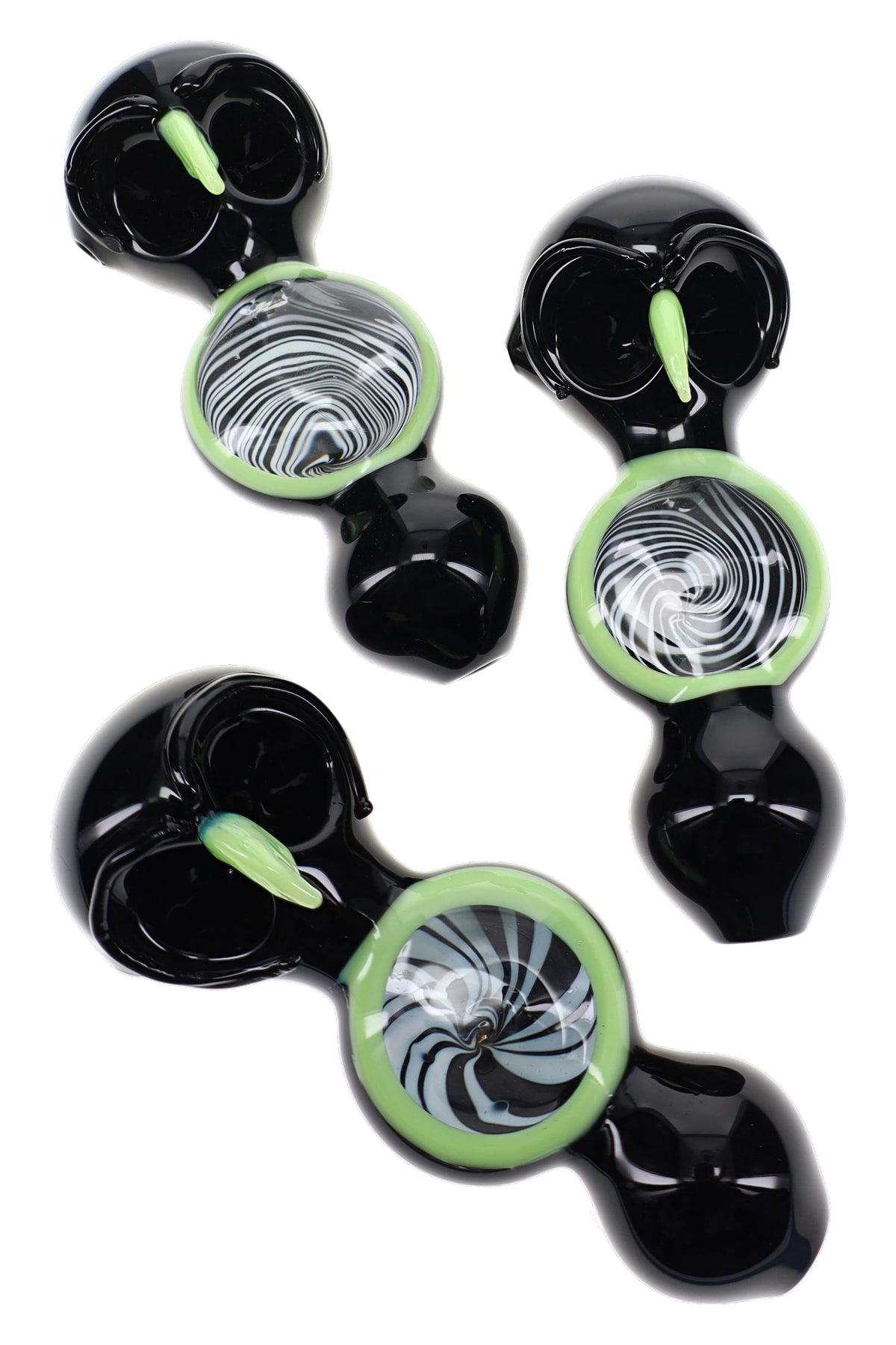 6B Glass Black Neon Owl Double Bowl Pipe “Night Owl” – 5″ – Assorted Colors