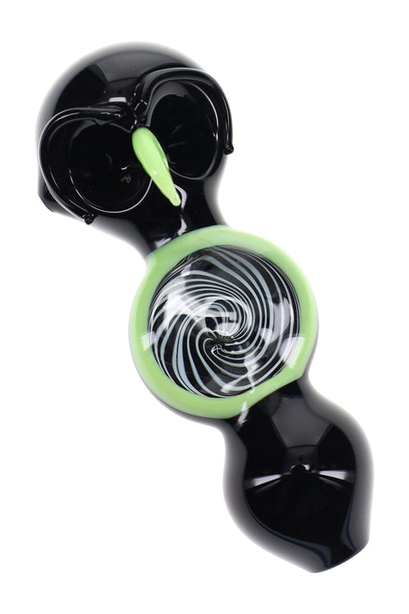 Pipa de cristal 6B doble cazoleta “Night Owl” de neón negro – 5″ – Colores variados