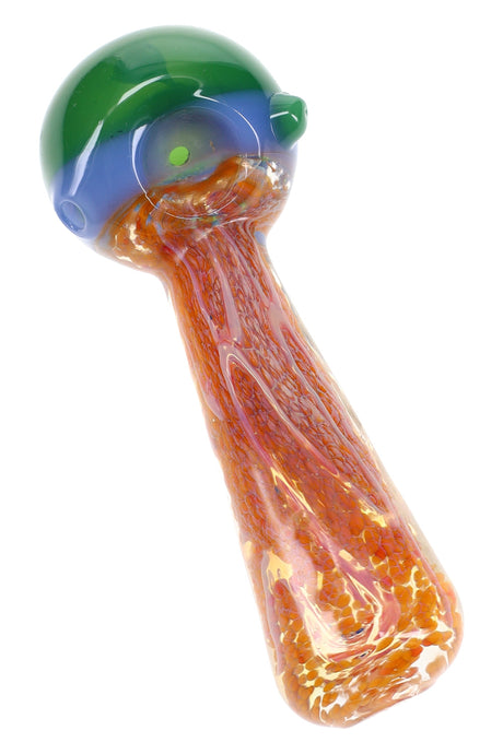 Pipa de mano de neón con diseño de garabatos y frita plateada – 5″ – Colores variados