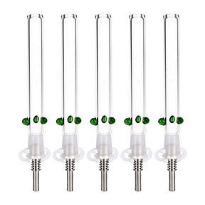 5CT BUNDLE - Glass Honey Straw w/ Titanium Tip - 6" / Clear