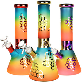 彩虹蜂巢玻璃水煙斗 - 10吋 / 14毫米母頭