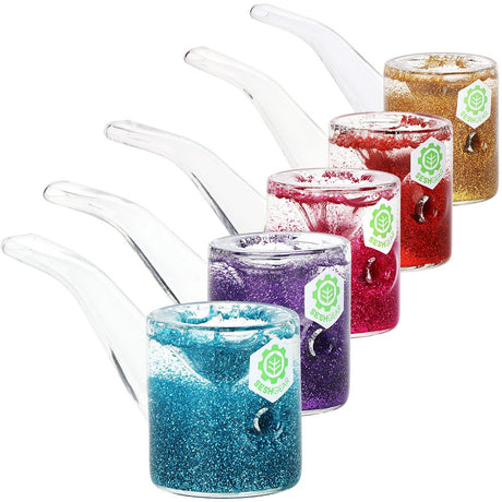 PAQUETE DE 5 CT - Pipa de mano SeshGear So Camp de glicerina con purpurina - 5" / Colores variados