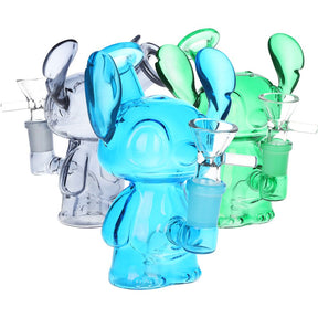 3CT BUNDLE - Ohana Friend Glass Water Pipe - 5" / 14mm F / Green, Blue, Smoke
