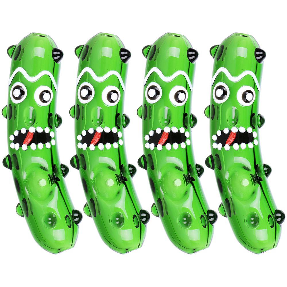 4CT BUNDLE - Bumpy Pickle Richard Spoon Pipe - 4.25"/ Green