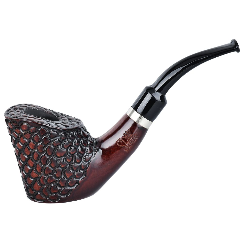 Shire Pipes Standing Carved Cherry Wood Tobacco Pipe - 5.5"