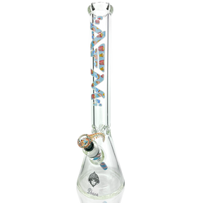 18" AFM Popcorn & Rainbows Clear 9mm Glass Beaker Bong Bundle
