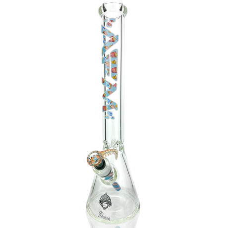 18" AFM Popcorn & Rainbows Clear 9mm Glass Beaker Bong Bundle