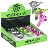 9CT DISPLAY - SeshGear Chromatic Pushed Bowl w Pulled Handle  - 14mm M / Assorted Colors