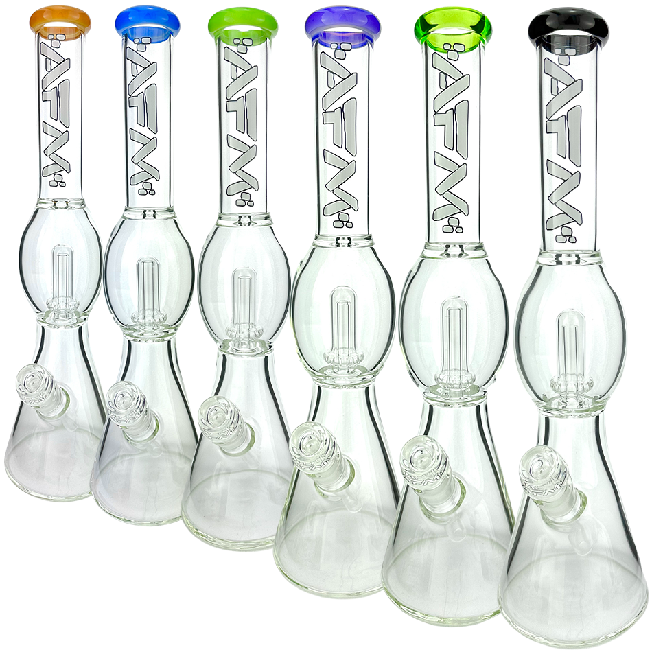 18" AFM Glass Flying Saucer Color Lip Beaker Bong – UFO Perc Water Pipe