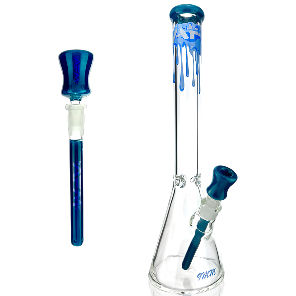 18" AFM Drippy Clear 9mm Glass Beaker Bong Bundle Set