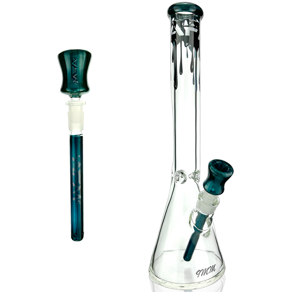 18" AFM Drippy Clear 9mm Glass Beaker Bong Bundle Set