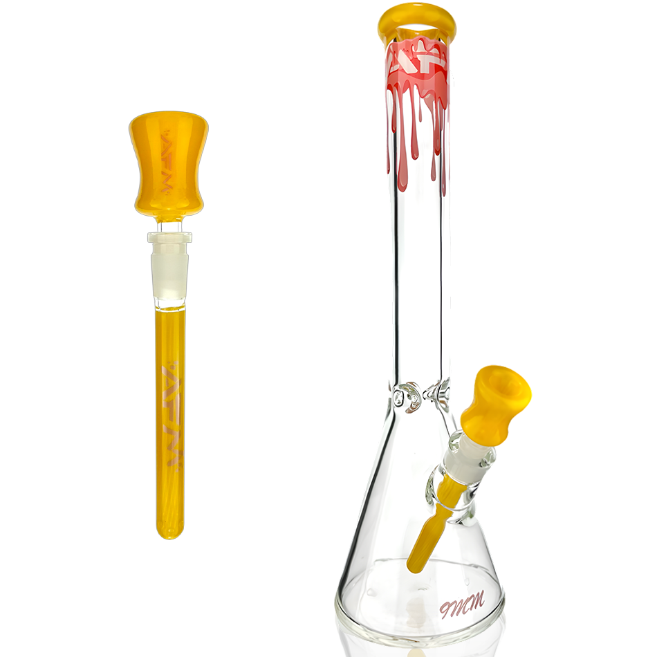 18" AFM Drippy Clear 9mm Glass Beaker Bong Bundle Set