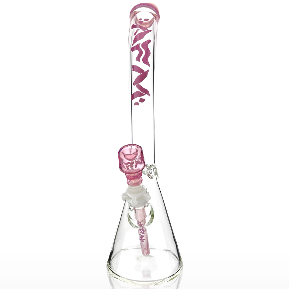 18" Wavy Bent Neck 7mm Colored Lip Glass Beaker Bong Bundle