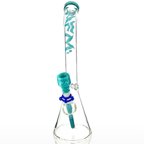18" Wavy Bent Neck 7mm Colored Lip Glass Beaker Bong Bundle - product image 7
