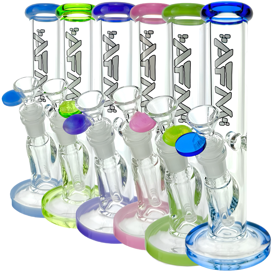 8″ AFM Colored Lip Clear Mini Straight Tube Beaker