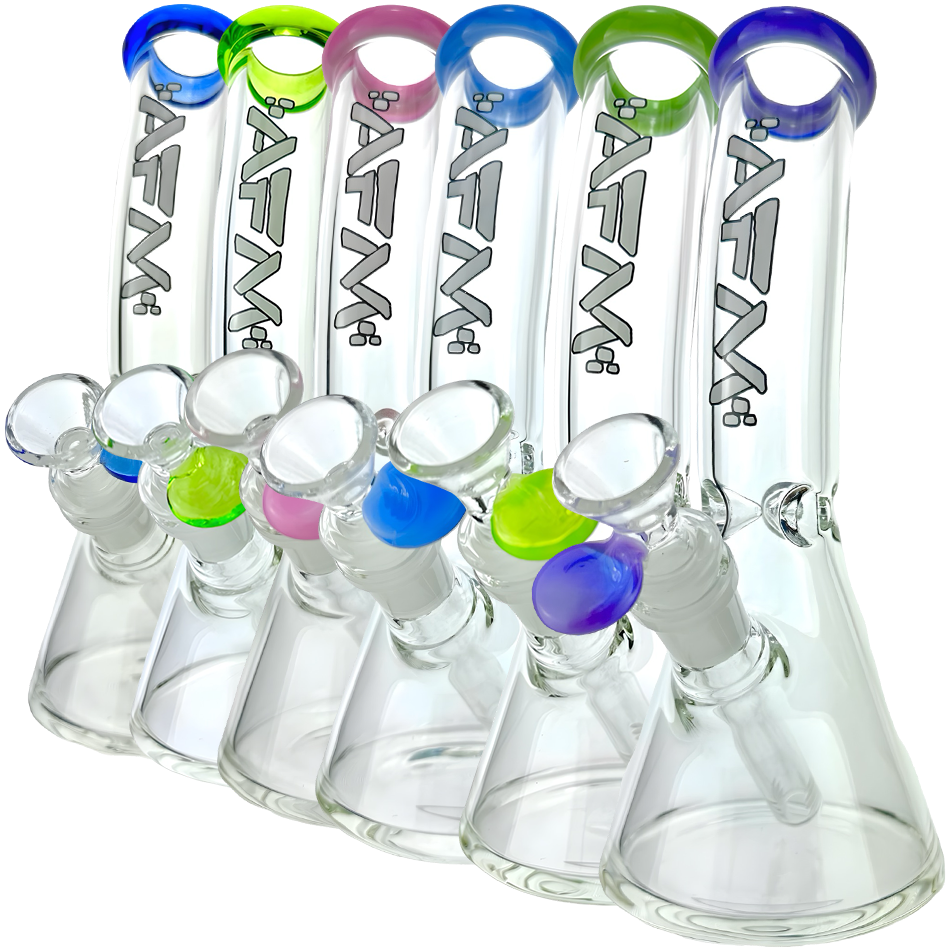 8″ AFM Colored Lip Bent Neck Mini Beaker