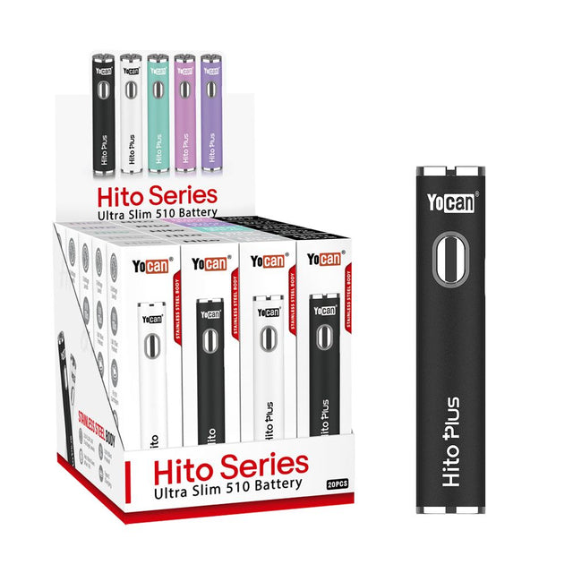 20支裝展示盒 - Yocan Hito 與 Hito Plus 510 螺紋筆型電池 - 260mAh / 500mAh / 綜合顏色