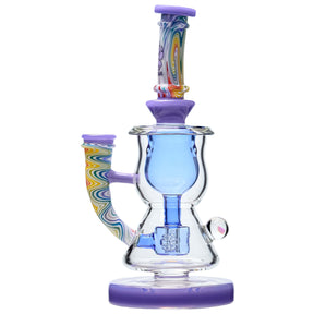 Calibear Wigwag Curvy Torus Incycler Dab Rig – 8" Handcrafted Borosilicate Glass Rig with Torus Chamber & Color Wig Wag Accents
