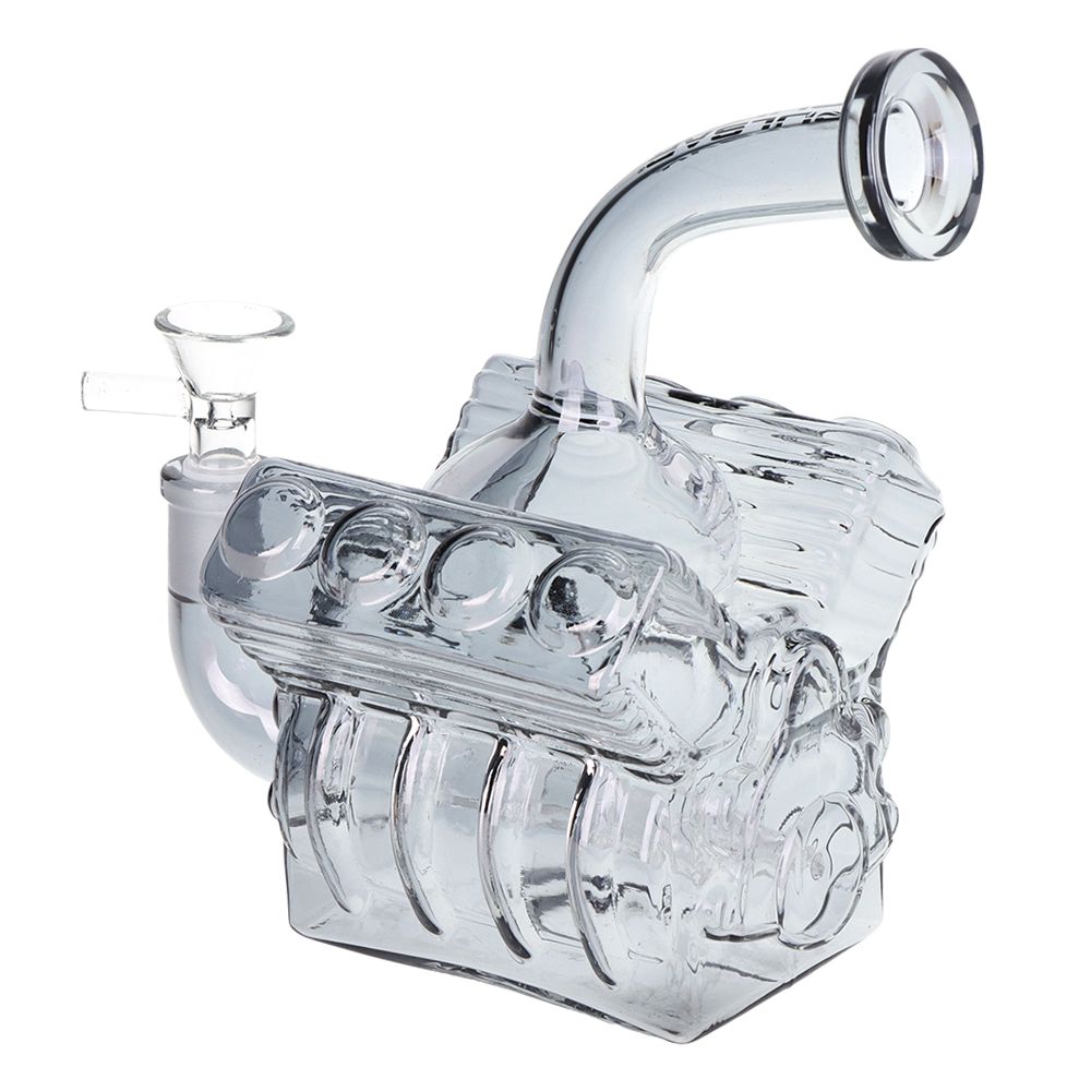 Pipa de agua de vidrio galvanizado Pulsar V8 Engine - 6.5" / 14mm H / Humo