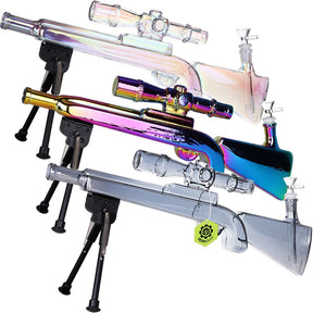 SeshGear Sniper Rifle 電鍍玻璃水煙壺（附底座）- 19.75 英寸 / 14mm 母頭 / 透明、煙灰色、彩虹色