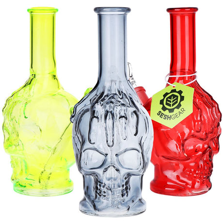 3CT 套裝 - SeshGear Drippy Skullz 玻璃水煙斗 - 7英吋 / 14mm 母頭 / 多種顏色