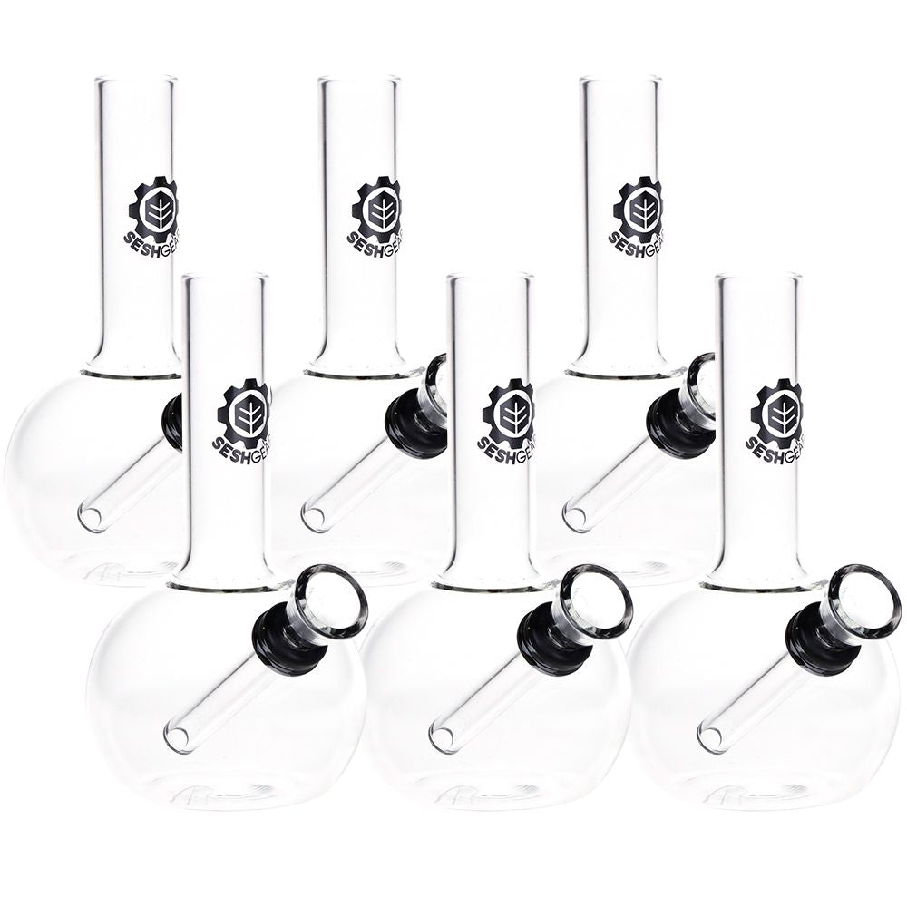 6CT BUNDLE - SeshGear Round Glass Water Pipe - 5" / Clear