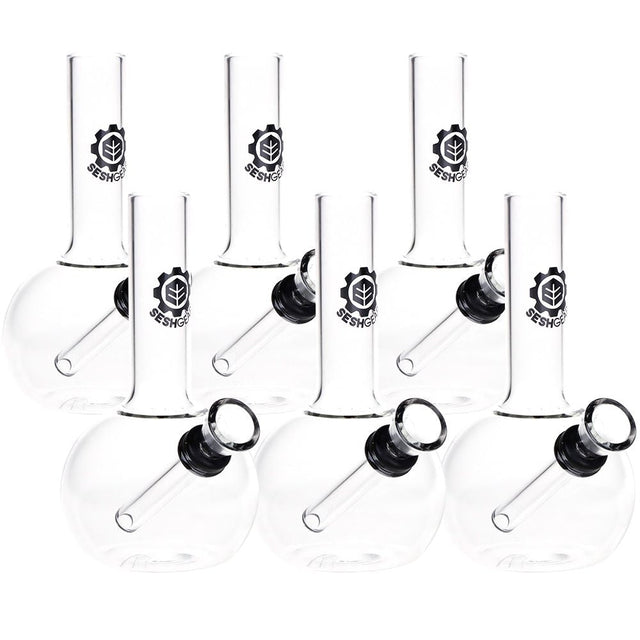 6CT BUNDLE - SeshGear Round Glass Water Pipe - 5" / Clear