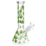 SeshGear Green Leaf Beaker Glass Water Pipe - 9.75" / 14mm F