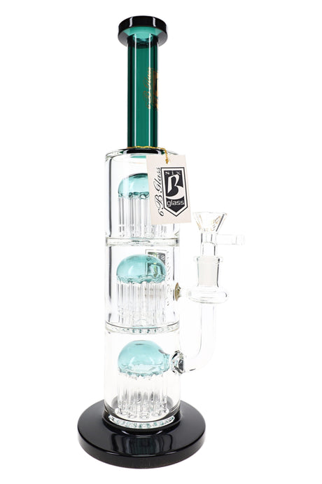 Bong de vidrio de 12½″ con vástago triple y sin base – Colores variados