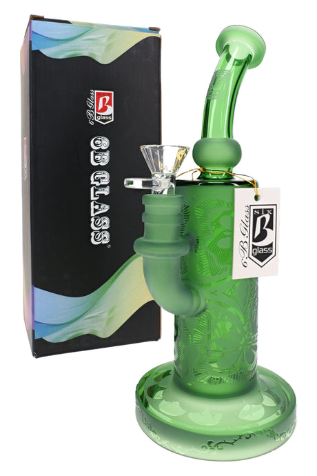 6B Glass Frosted Floral Showerhead Perc Bong – 9½″ – Assorted Colors