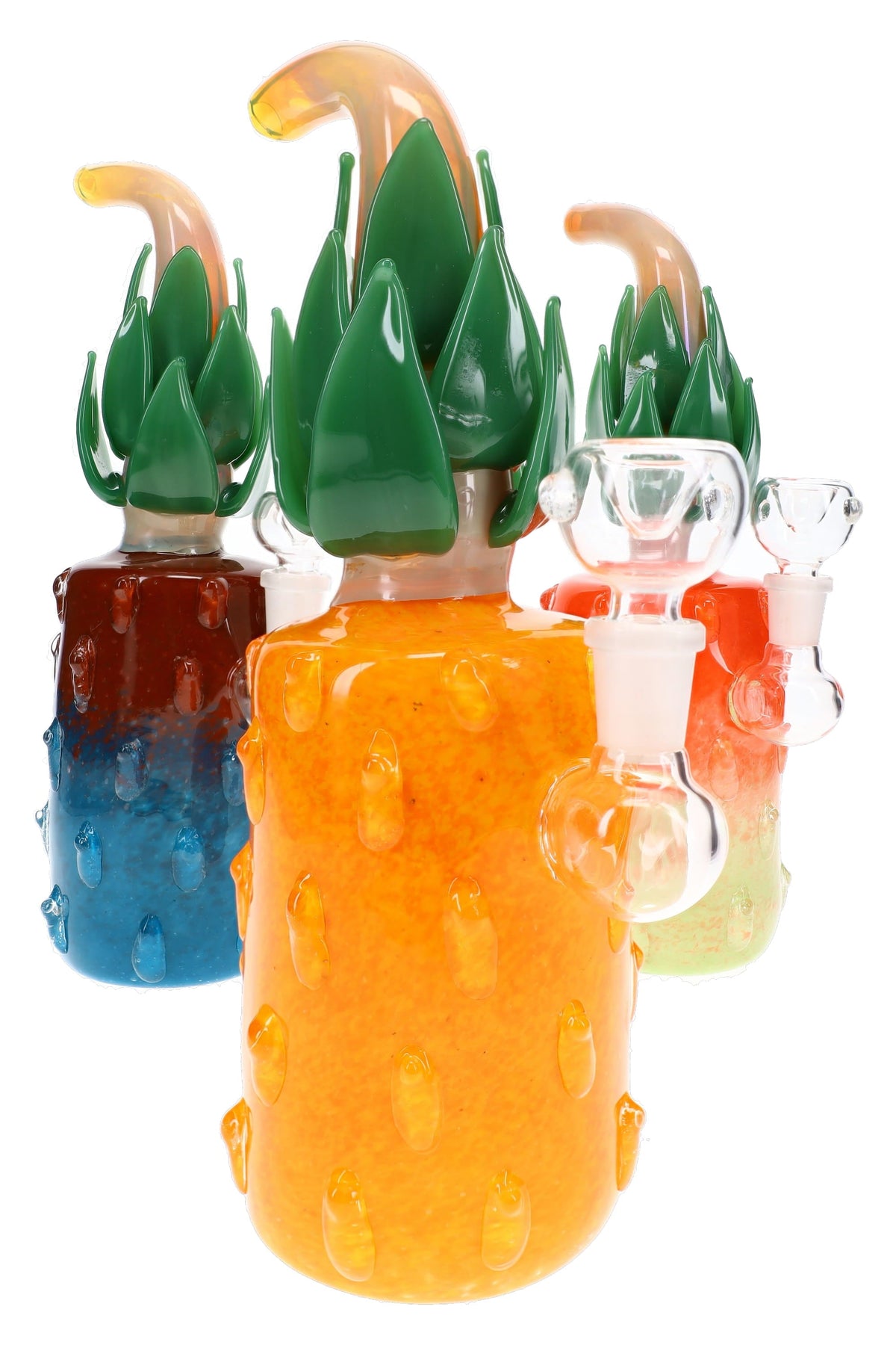 Silver-Fumed Frit Pineapple Glass Bong “Tropic Torch” – 14.5 mm – 10½″