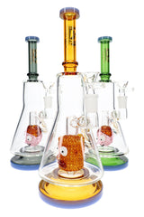 6B Glass Character Perc Beaker Bong – 10½″ – Assorted Colors