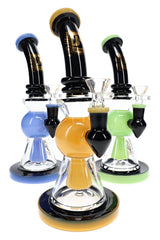 6B Glass Black Neon Showerhead Perc Bong – 9½″ – Assorted Colors