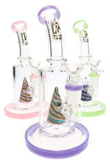 6B Glass Neon Reverse Cone Perc Bong – 8½″ – Assorted Colors