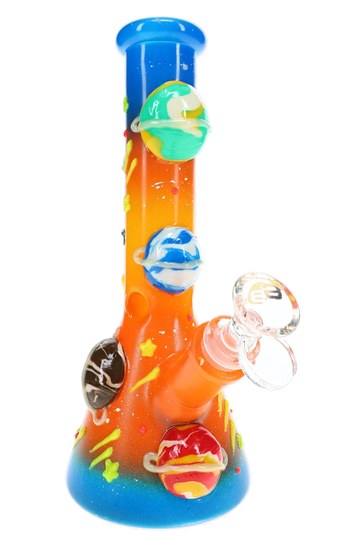 6B Glass Glow-in-the-Dark Planetary Glass Beaker Bong – 9½″
