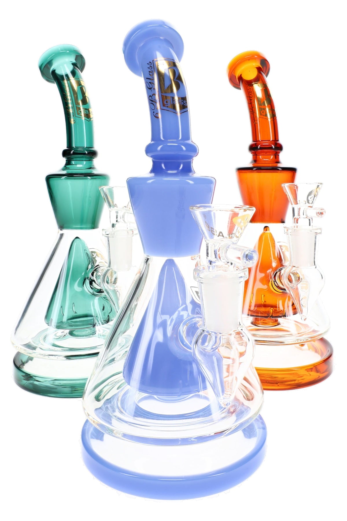 6B Glass Cone Showerhead Perc Beaker Bong – 9″ – Assorted Colors
