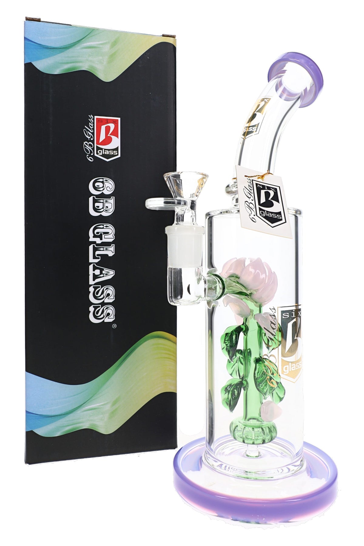 6B Glass Rose Showerhead Perc Bong – 10.5″ – Assorted Colors