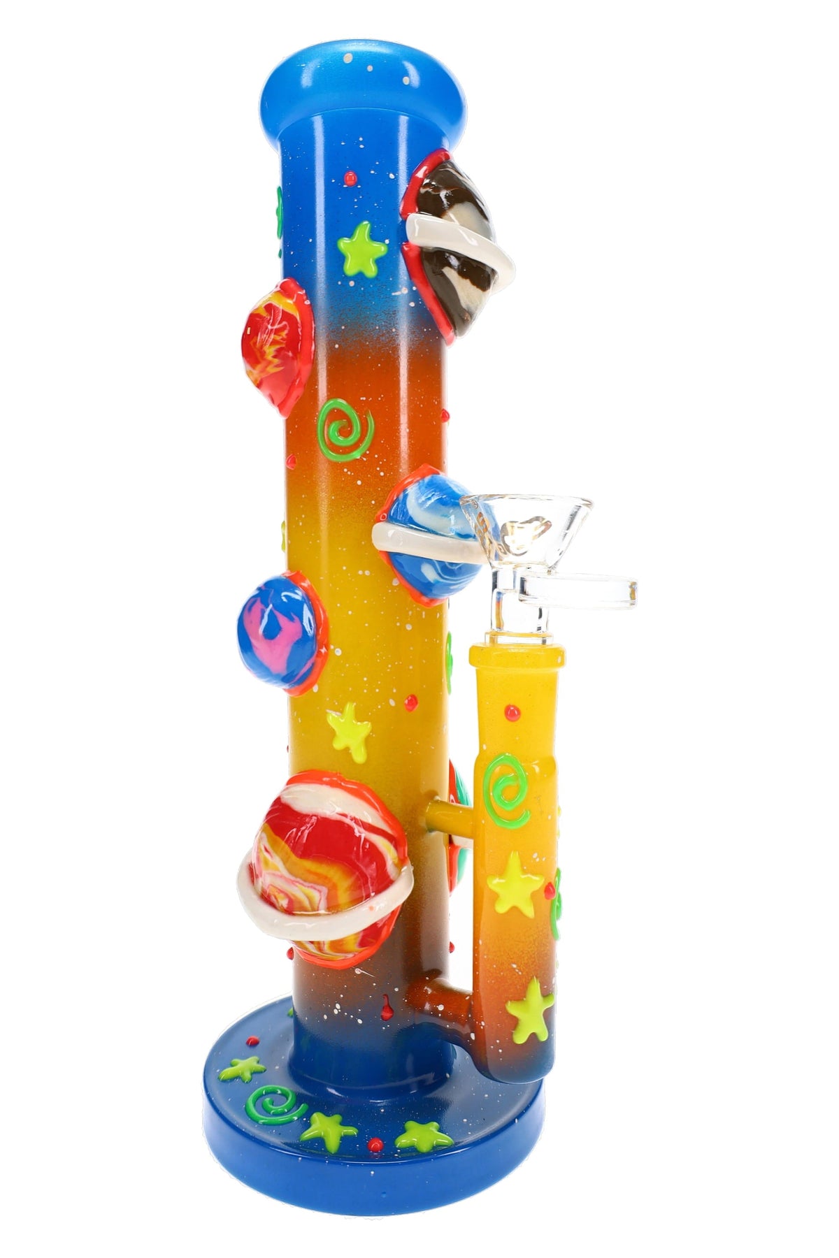 6B Glass Planet Bong – Honeycomb Perc – Glow-in-the-Dark – 9.5″