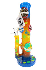 6B Glass Planet Bong – Honeycomb Perc – Glow-in-the-Dark – 9.5″