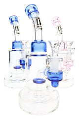 6B Glass Showerhead Perc Bong – Bent Neck – 8.5″ – Assorted Colors