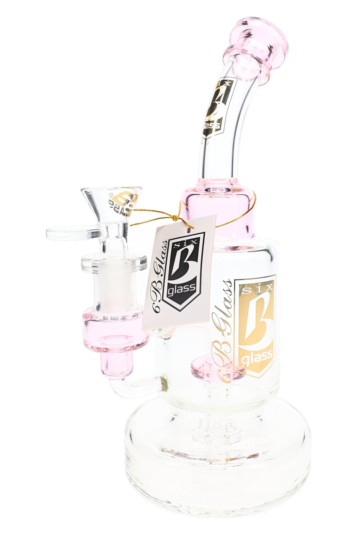 6B Glass Showerhead Perc Bong – Bent Neck – 8.5″ – Assorted Colors