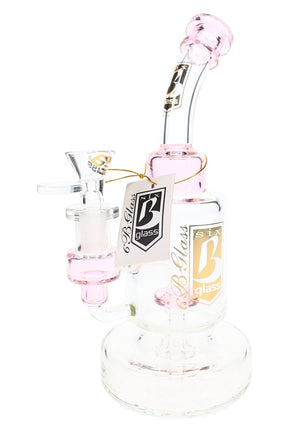 6B Glass Showerhead Perc Bong – Bent Neck – 8.5″ – Assorted Colors