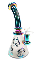 6B Glass Metallic Frosted Wolf Beaker Bong – Showerhead Perc – 8.5″
