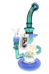 6B Glass Multicolor Recycler Bong – Showerhead Perc – 9″