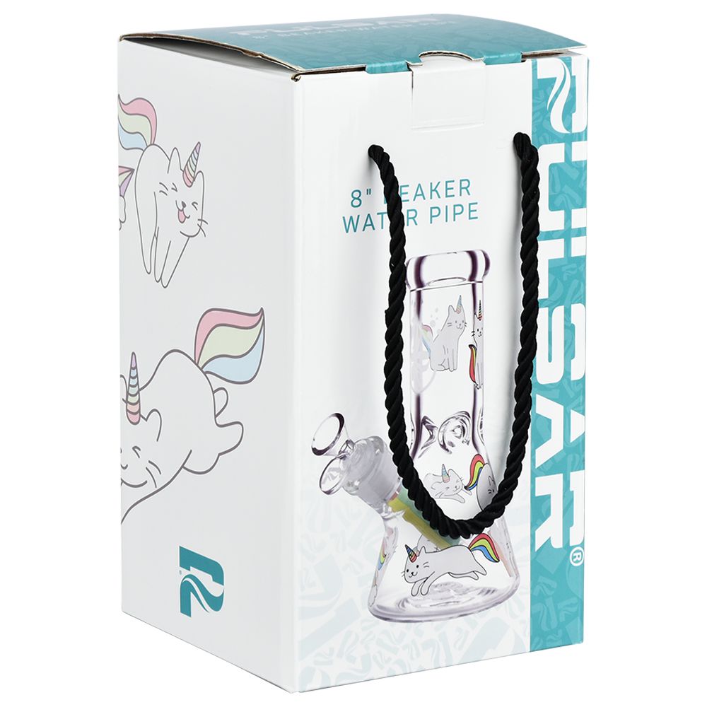 Pulsar Caticorns Design Series Glass Beaker Water Pipe - 8" / 14mm F