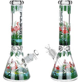 Pulsar Chillin' Flamingos Glass Beaker Water Pipe | 14mm F