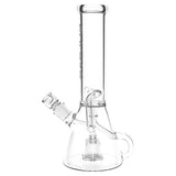 Pulsar Quad-Arm Mini Circ Perc Recycler Beaker Glass Water Pipe - 12" / 14mm F / Clear